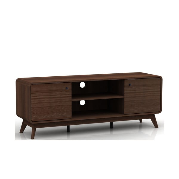 Hnedý TV stolík v dekore orecha 140x53 cm Caitlin – Støraa-image-2