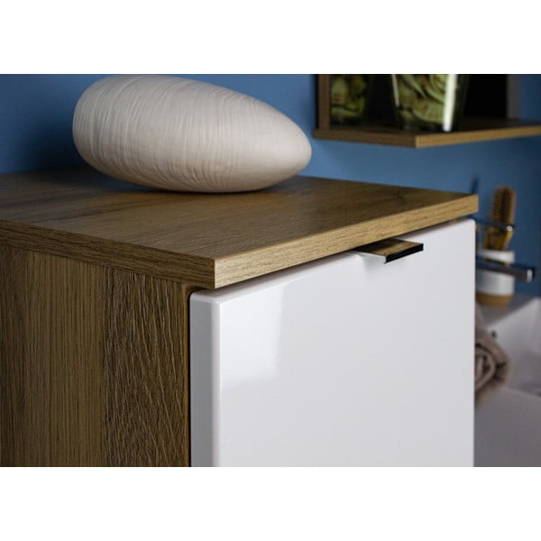 Biela skrinka s dubovým dekorom Germania Mauresaa, výška 120 cm-image-3