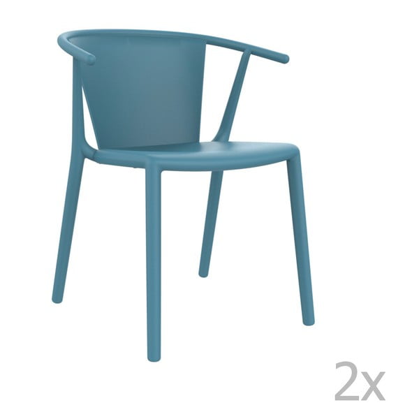Sada 2 modrých záhradných stoličiek Resol Steely

