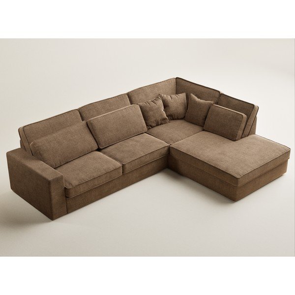 Svetlohnedá ženilková rohová pohovka (pravý roh/do L) Kirou – Maison de Rêve-image-3