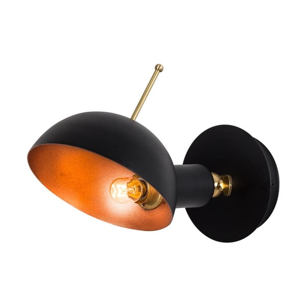 Čierne nástenné svietidlo s detailom v zlatej farbe Way Wall Lamp Oglio