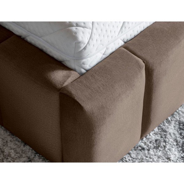 Svetlohnedá čalúnená dvojlôžková posteľ s úložným priestorom s roštom 160x200 cm Lamica – ELTAP-image-3