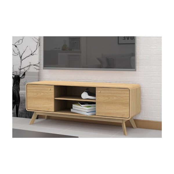 TV stolík v dekore duba v prírodnej farbe 140x53 cm Cassie - Støraa-image-4