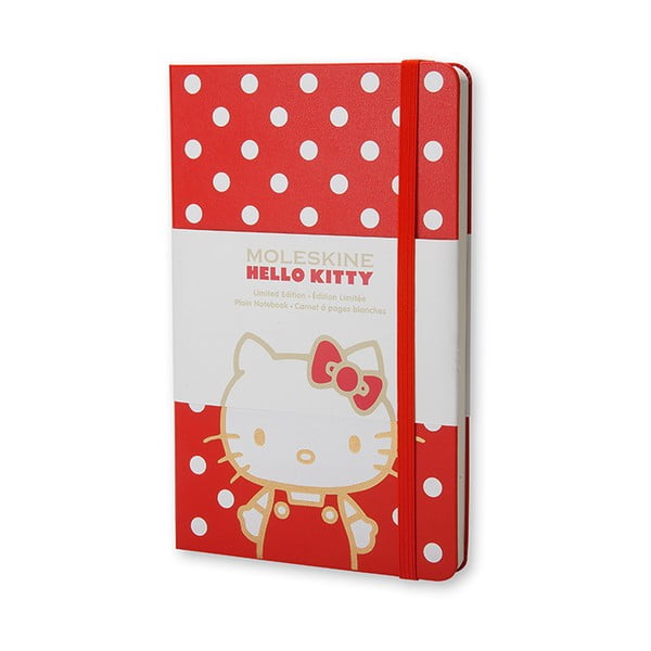 Malý červený zápisník Moleskine Hello Kitty, bez linajok