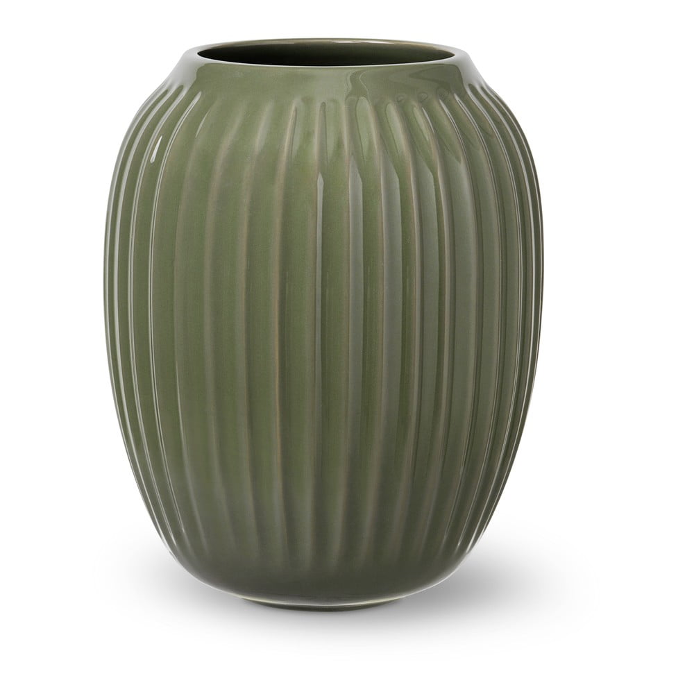 Tmavozelená kameninová váza Kähler Design, výška 21 cm