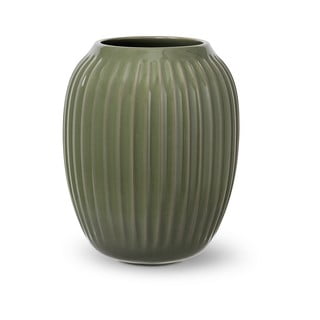 Tmavozelená kameninová váza Kähler Design, výška 21 cm