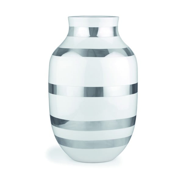 Biela kameninová váza s detailmi v striebornej farbe Kähler Design Omaggio, výška 30,5 cm