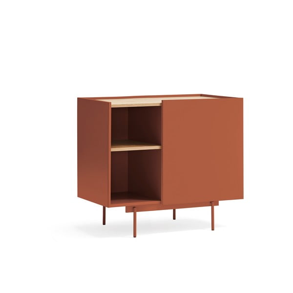 Nízka komoda v dekore duba v tehlovo-prírodnej farbe 90x78 cm Otto – Teulat-image-2