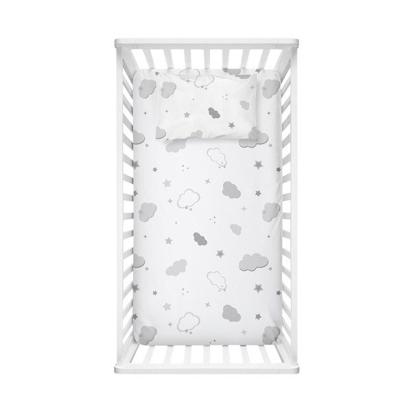 Biela napínacia detská plachta do postieľky z bavlny Renforcé 70x120 cm Bulut – Mijolnir
