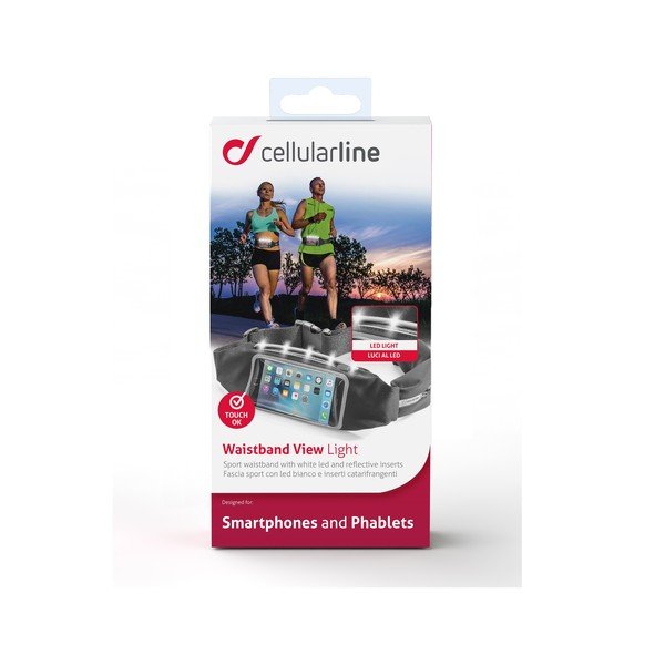 Športové puzdro CellularLine WAISTBAND s LED diodami, čierne-image-2