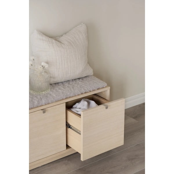 Skrinka na topánky v dekore duba s lavicou v šedo-prírodnej farbe Confetti – Rowico-image-3