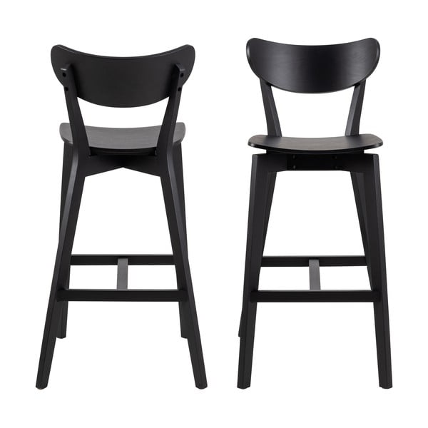 Čierne barové stoličky z kaučukového dreva v súprave 2 ks 105 cm Roxby – Actona-image-3