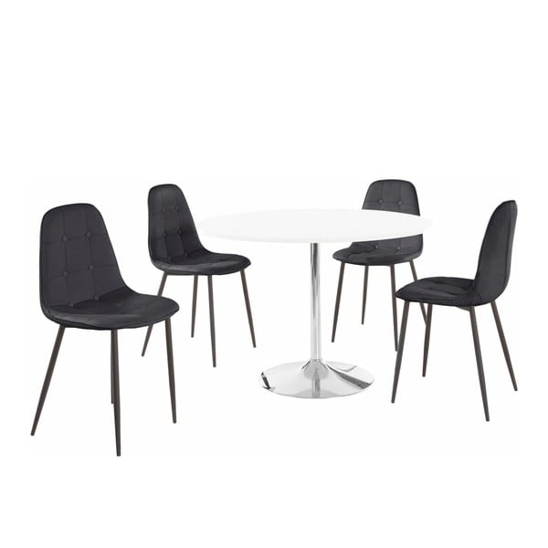 Sada okrúhleho jedálenského stola a 4 čiernych stoličiek Støraa Terri