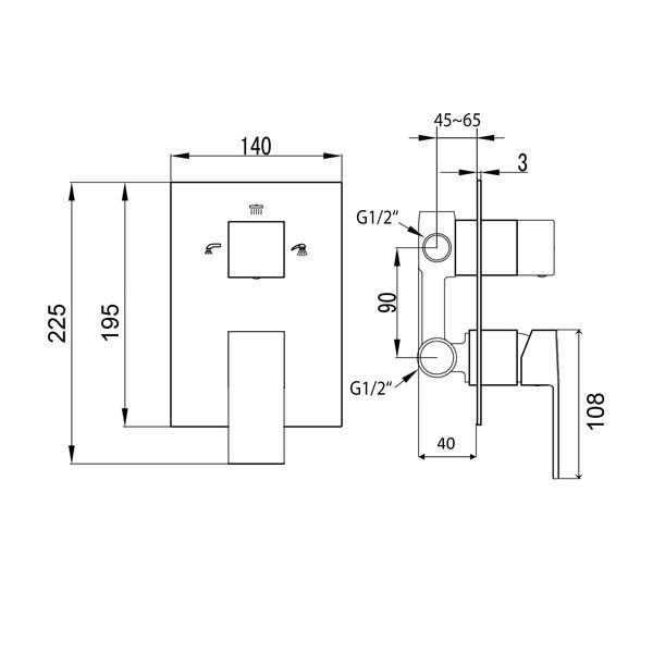 Podomietková sprchová batéria v lesklej striebornej farbe (3 výstupy) Latus – Sapho-image-1