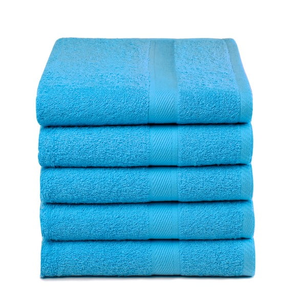 Sada 5 modrých uterákov Ekkelboom, 50x100 cm