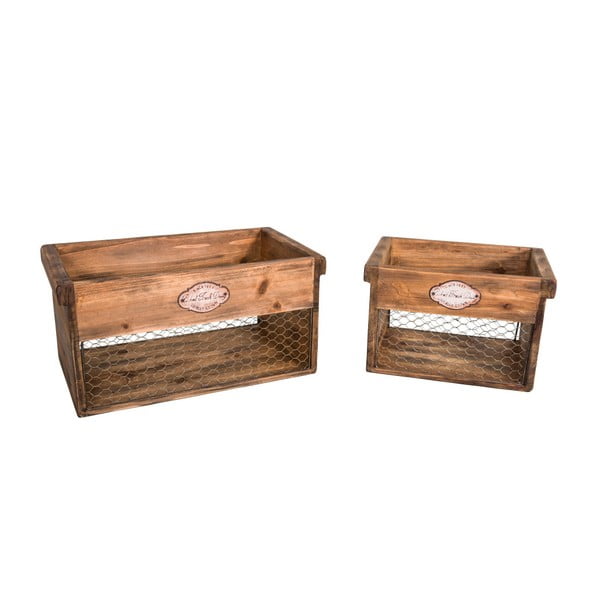 Sada 2 drevených úložných boxov Antic Line