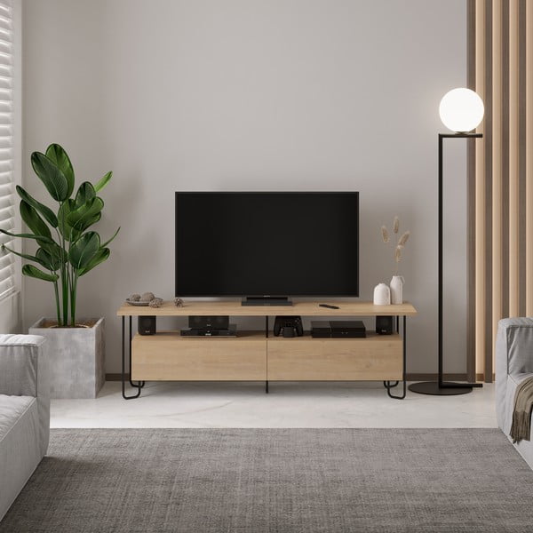 TV stolík v dekore duba v prírodnej farbe 150x45 cm Dilly – Marckeric-image-1