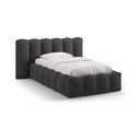 Antracitová čalúnená jednolôžková posteľ s úložným priestorom s roštom 90x200 cm Lupine – Micadoni 