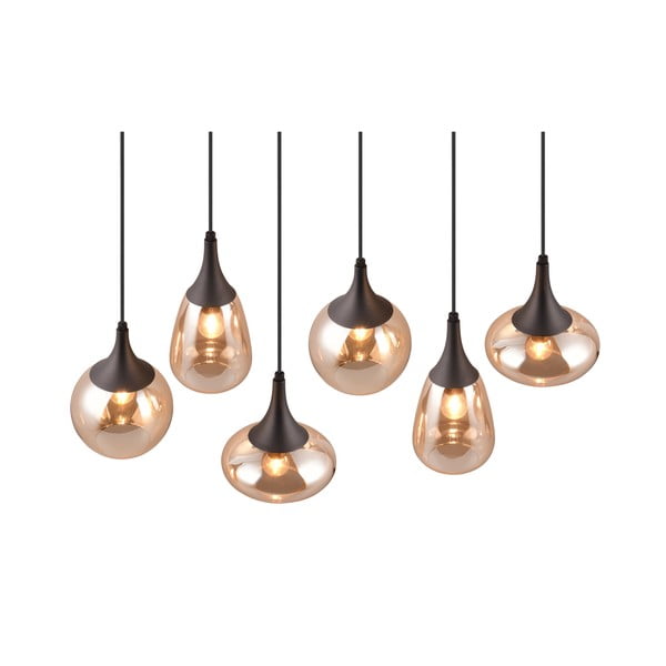 Čierno-oranžové závesné svietidlo so skleneným tienidlom Lumina – Trio-image-1