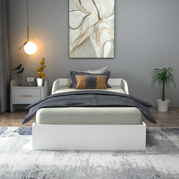Biela jednolôžková posteľ 90x190 cm Oya – Kalune Design-image-3