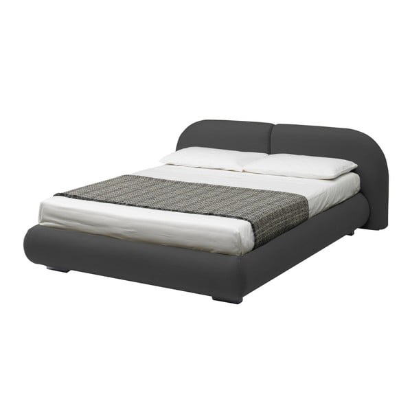 Sivá dvojlôžková posteľ s úložným priestorom a poťahom z koženky 13Casa Candy, 160 x 190 cm