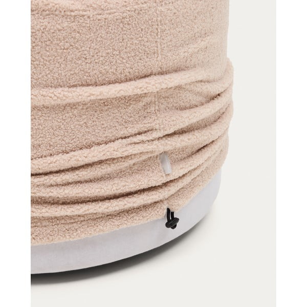 Svetloružový taburet z textílie buklé Kaeli – Kave Home-image-2