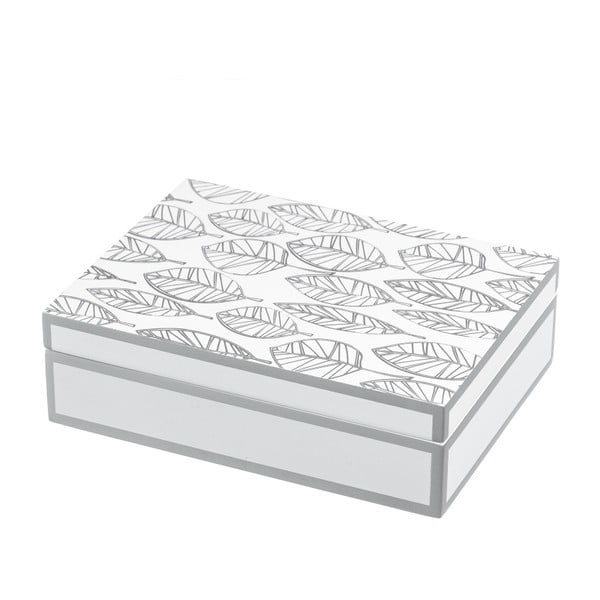 Úložný box v bielo-striebornom prevedení Unimasa, 20 × 15 cm