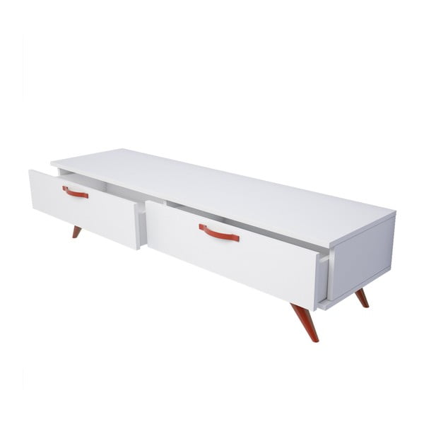 Biely TV stolík s červenými nohami Magenta Home Coulour Series, šírka 150 cm