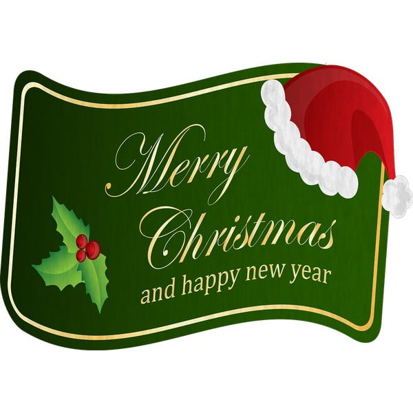 Zelený koberec Vitaus Veselé Vianoce a šťastný nový rok, 60 x 100 cm