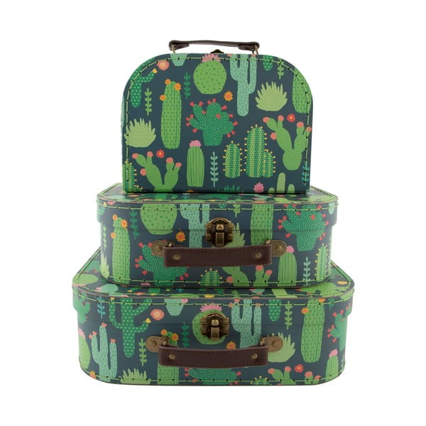 Set 3 detských kufríkov Sass & Belle Cactus