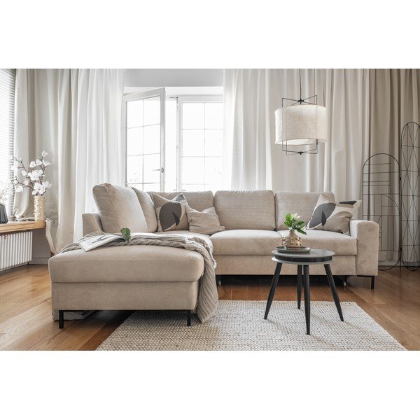 Béžová menčestrová rozkladacia rohová pohovka (ľavý roh) Lofty Lilly – Miuform-image-4