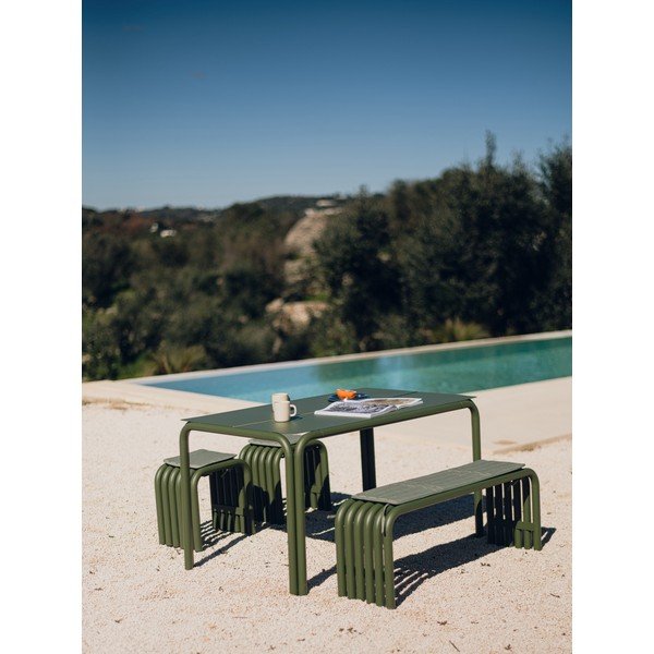 Zelená kovová záhradná lavica Nokk – noo.ma-image-1