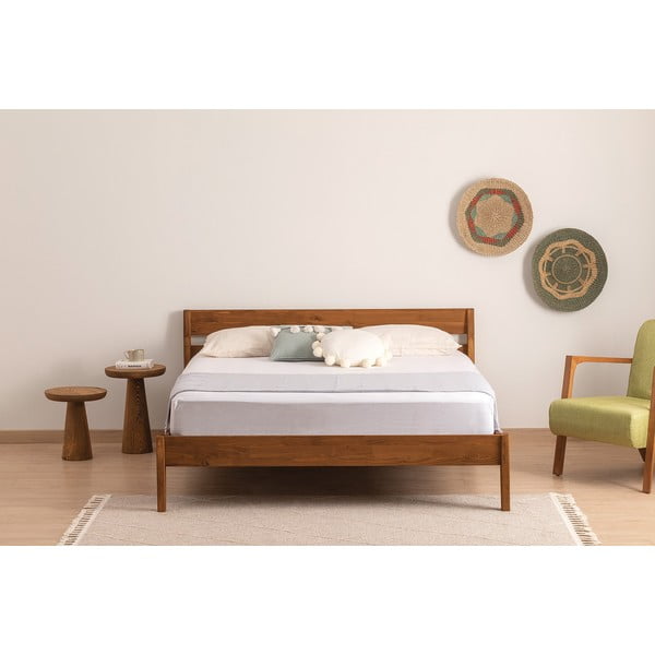 Jednolôžková posteľ zo smrekového dreva s roštom v tmavohnedo-prírodnej farbe 90x200 cm Venus – Kalune Design-image-2