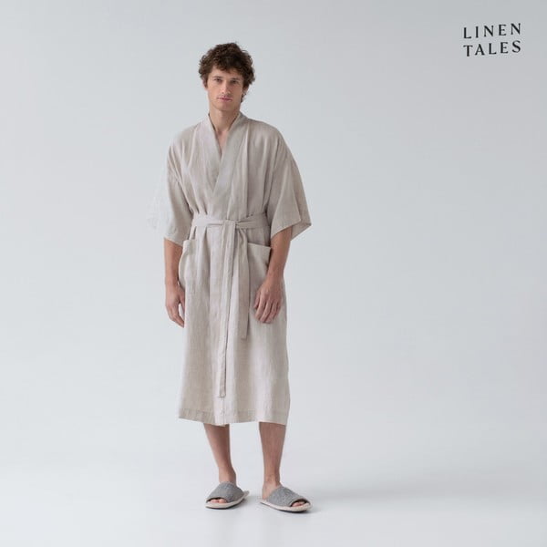 Béžový ľanový župan veľkosť S/M Summer - Linen Tales-image-1