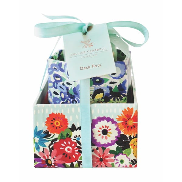 Sada 3 úložných boxov na stôl Portico Designs Bleu Floral