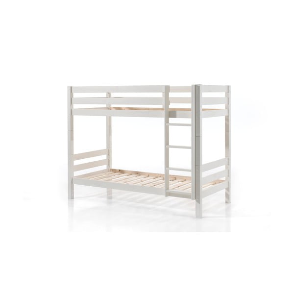 Biela poschodová detská posteľ z borovicového dreva s úložným priestorom s výsuvným lôžkom 90x200 cm PINO – Vipack-image-3