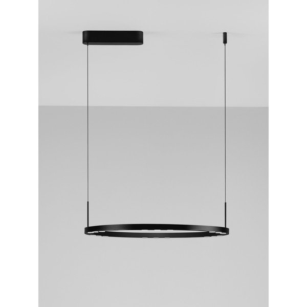 Matne čierne hliníkové LED závesné svietidlo so stmievačom ø 60 cm Lunette – Nova Luce-image-3