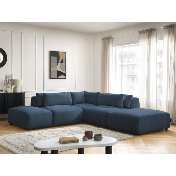 Modrá polohovacia modulárna rohová pohovka Jana – Bobochic Paris-image-4