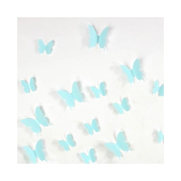 Sada 12 tyrkysových adhezívnych 3D samolepiek Ambiance Butterflies