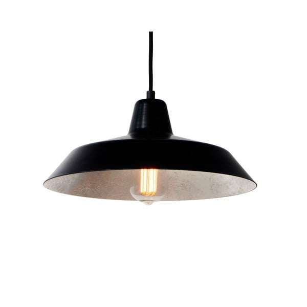 Čierne stropné svietidlo s detailom v striebornej farbe Bulb Attack Cinco