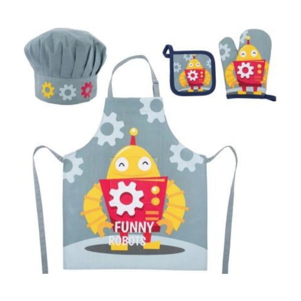 Bavlnená detská kuchynská súprava 4 ks Robot - Tiseco Home Studio-image-2