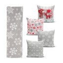 Súprava 4 vianočných obliečok na vankúš a behúň na stôl Minimalist Cushion Covers Snowflakes