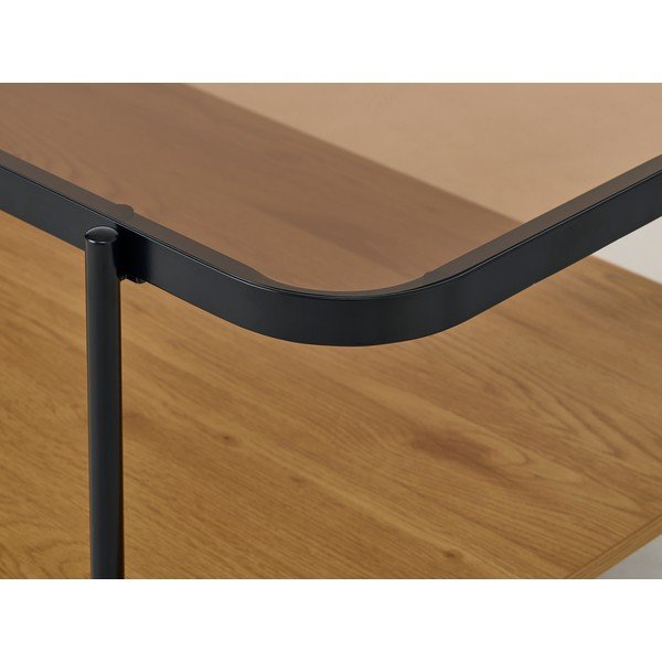 Konferenčný stolík so sklenenou doskou v prírodnej farbe 60x120 cm Hassel – Unique Furniture-image-1