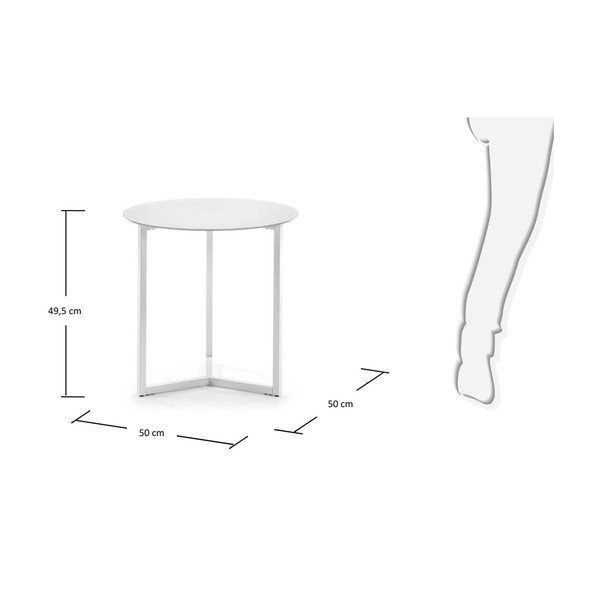 Biely odkladací stolík Kave Home Marae, ⌀ 50 cm-image-3