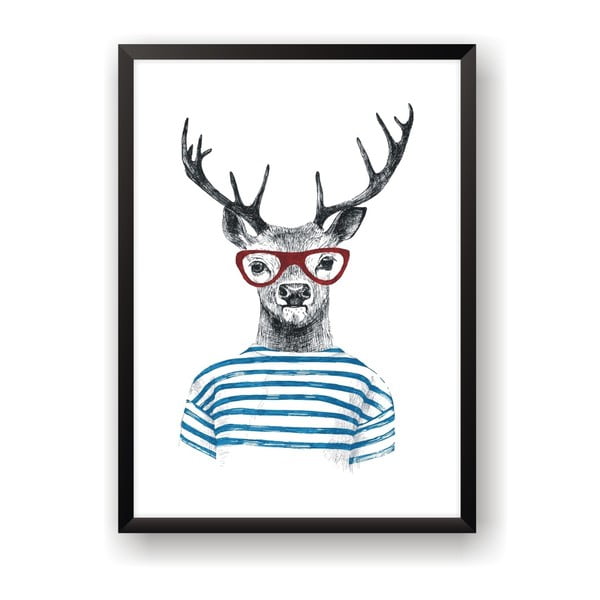 Plagát Nord & Co Deer With Glasses, 21 x 29 cm