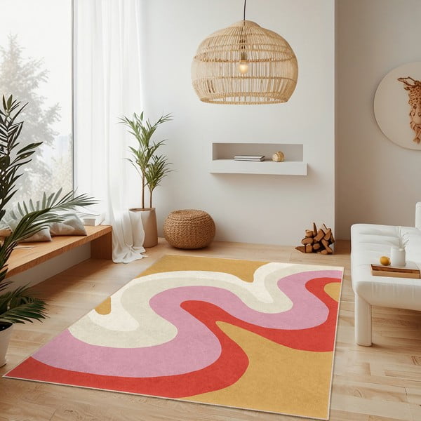 Žltý/ružový prateľný koberec 160x230 cm Raspberry Creamsicle – Mila Home-image-2
