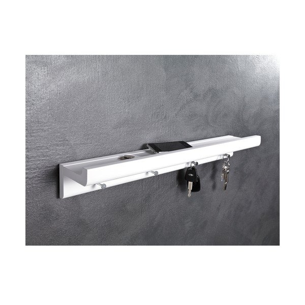 Biely nástenný vešiak z jedlového dreva s poličkou Trays – Tomasucci-image-3