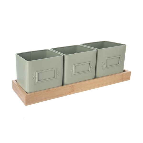 Kovové kvetináče na bylinky v súprave 3 ks Greenish – Orion-image-3