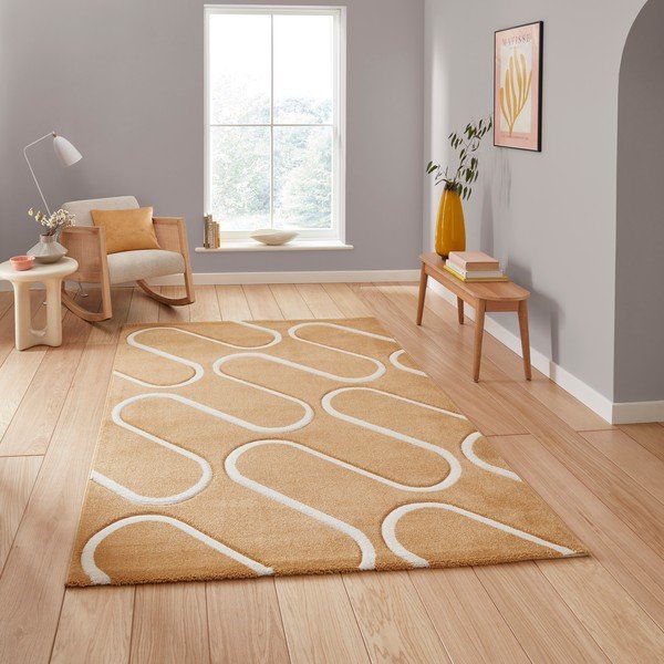 Okrovožltý koberec 120x170 cm Linear Curve – Catherine Lansfield-image-2