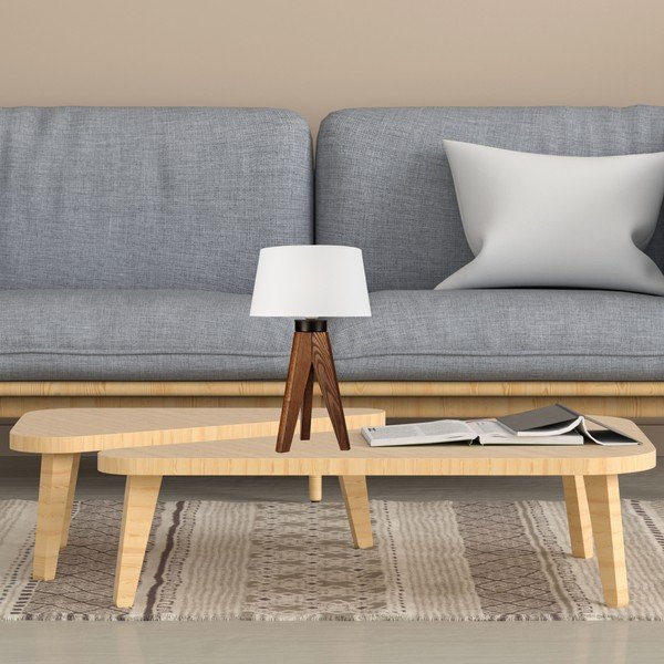 Biela/v prírodnej farbe stolová lampa - LAMKUR-image-3